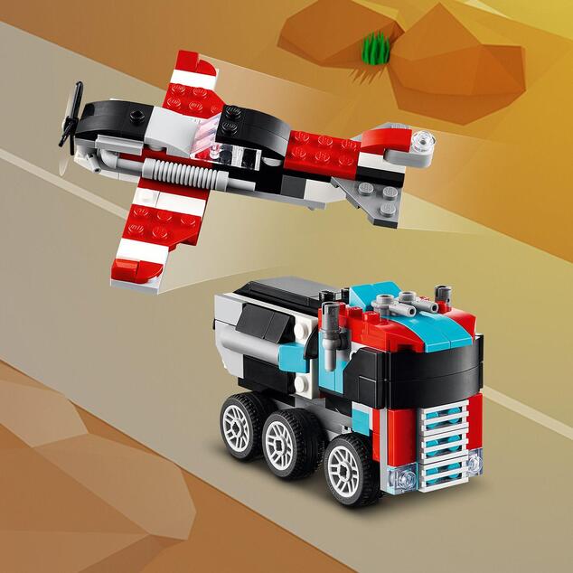 LEGO® Creator 3 en 1 31146 Camion à plateau et hélicoptère