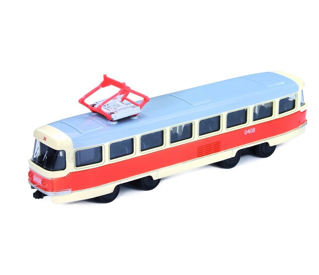 Kovová retro električka, 16 cm