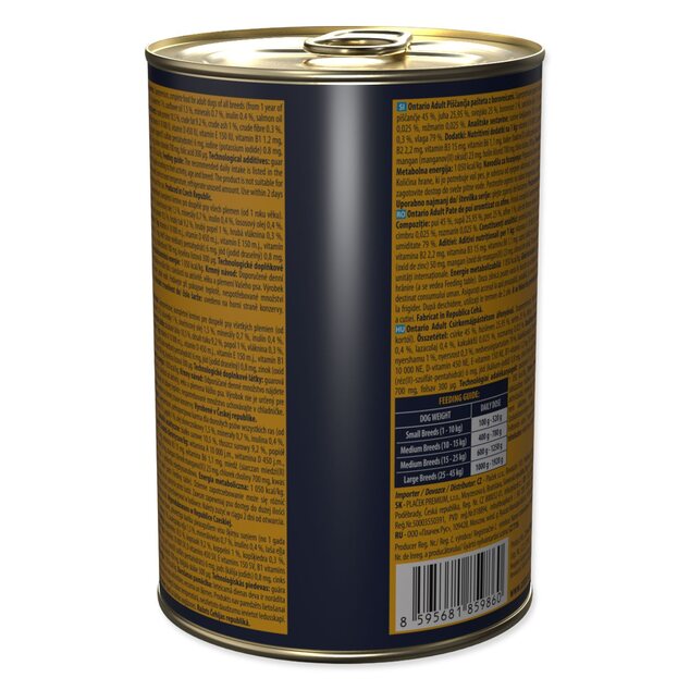 Konzerva Ontario Adult kuracie paté s príchuťou čučoriedok 400g