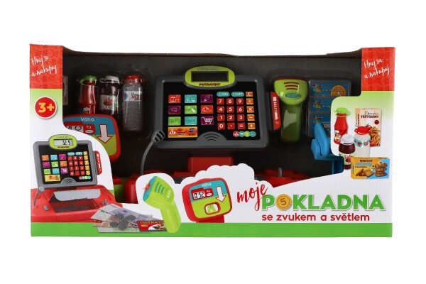 Pokladňa veľká digitálny plast na batérie so zvukom a svetlom v krabici