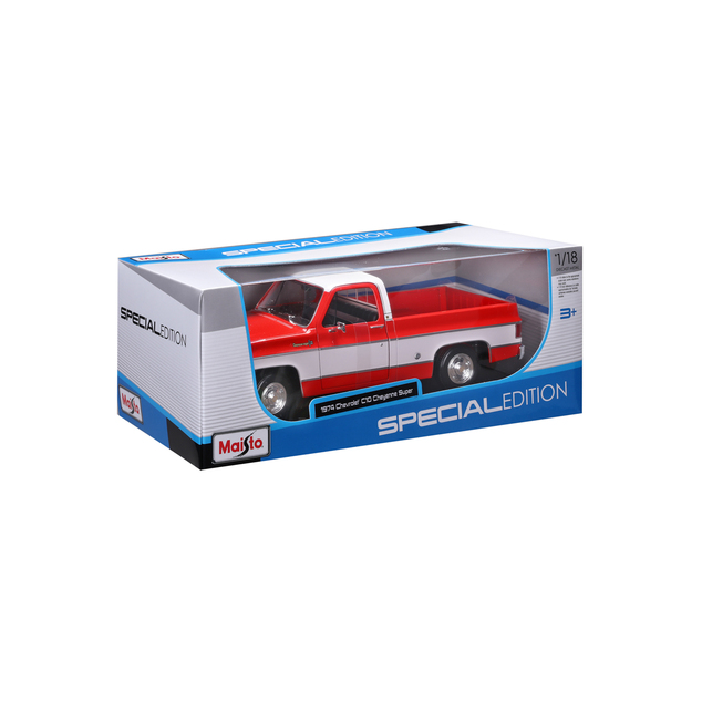 Maisto - 1974 Chevrolet C10 Cheyenne Super, červeno-biela, 1:18