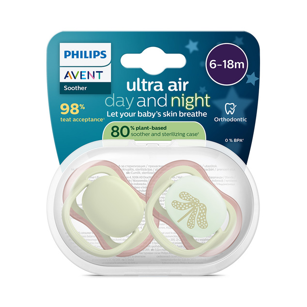 Philips AVENT Schnuller Ultra Air Tag und Nacht 6-18m Mix 2Stk