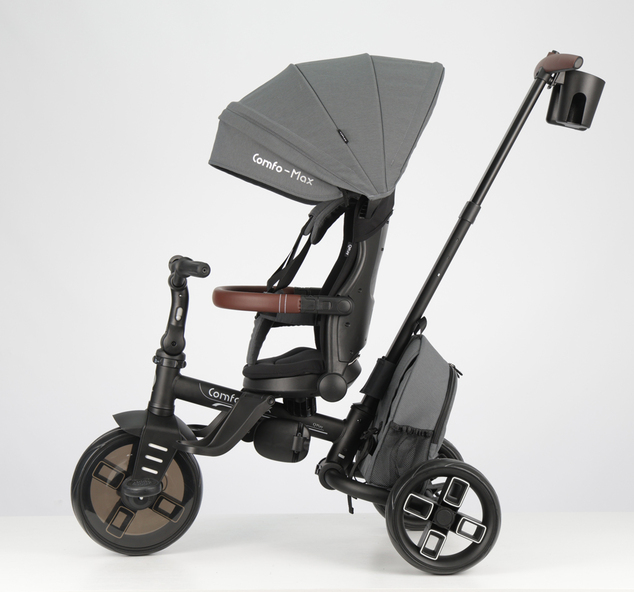 QPLAY Trojkolka Comfo Max Grey, 8 v 1, vek 10-72 mesiacov