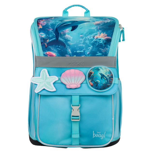 BAAGL SET 5 Zippy Delfin: ghiozdan, penar, sac, sort, portofel