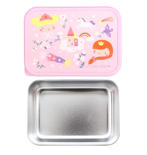 A Little Lovely Company – boîte à déjeuner en inox avec couvercle en plastique – princesses