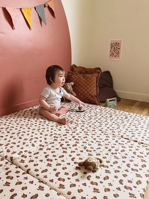 Tappetino da gioco pieghevole imbottito per bambini 5 in 1, Leopardo