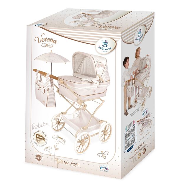 Carucior pliabil DeCuevas 82078 pentru papusi REBORN cu umbrela si accesorii Verona 2024