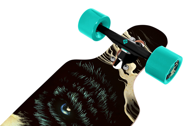 Longboard Street Surfing FREERIDE 39” CURVE Wolf - Künstlerserie
