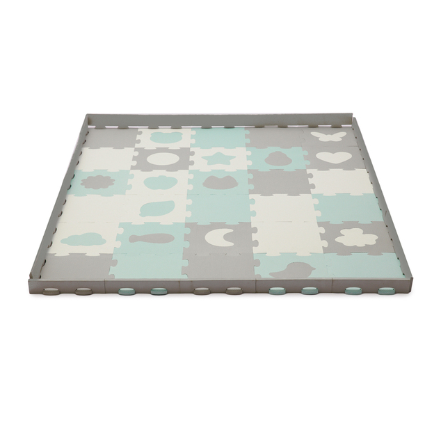 KINDERKRAFT Covoraș puzzle din spumă Luno Shapes 185 x 165 cm Mint, 30 buc, Premium