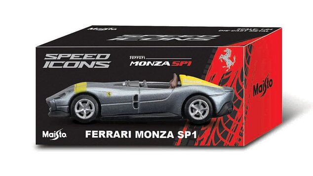 Maisto - Speed Icons - Ferrari Monza SP1, strieborno-žltá, 1:64