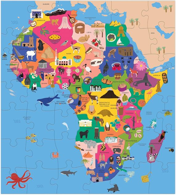 Mudpuppy Zemepisné puzzle Mapa Afriky 70 dielikov