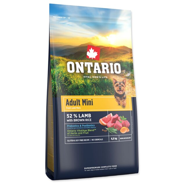 Krmivo Ontario Adult Mini Lamb &amp; Brown Rice 6,5kg