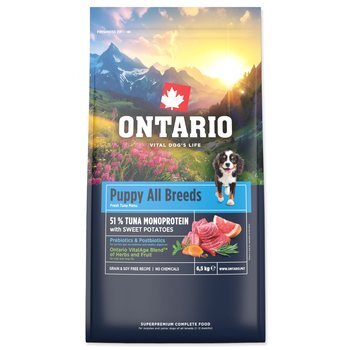 Krmivo Ontario Puppy All Breeds Monoprotein Tuna &amp; Sweet Potatoes 6,5kg