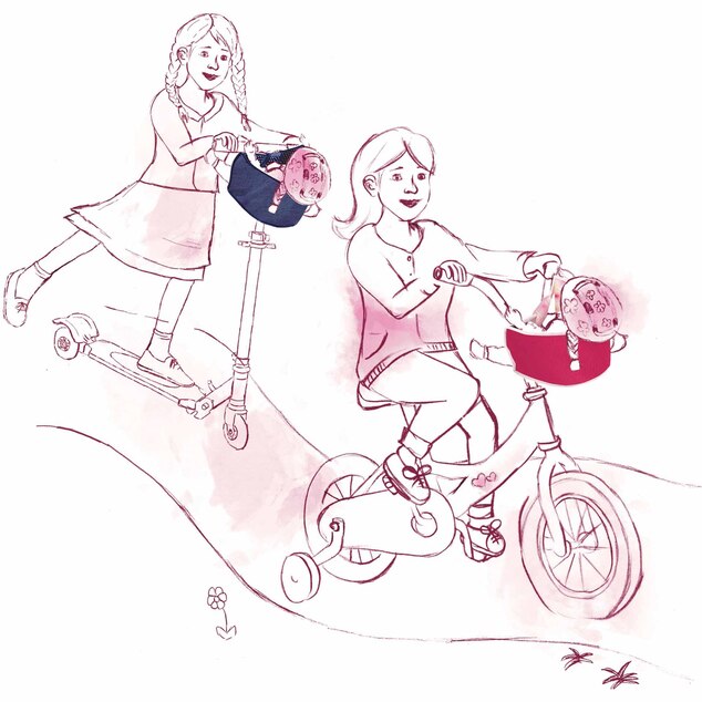 Götz sedačka na bicykel/kolobežku pre bábiky denim