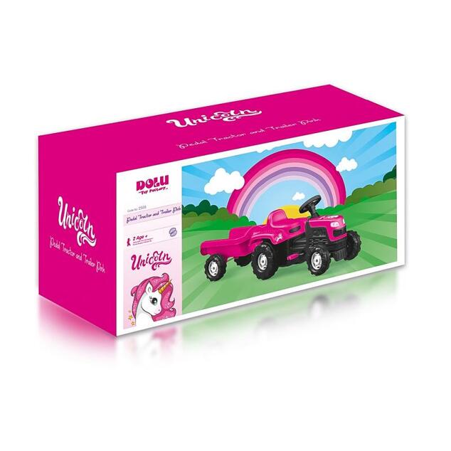Dolu Šlapalni traktor s prikolico samorog roza