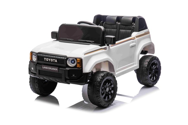 Elektrické autíčko Toyota Landcruiser 12V, biele, široké jednomiestne sedadlo, 2,4 GHz dia