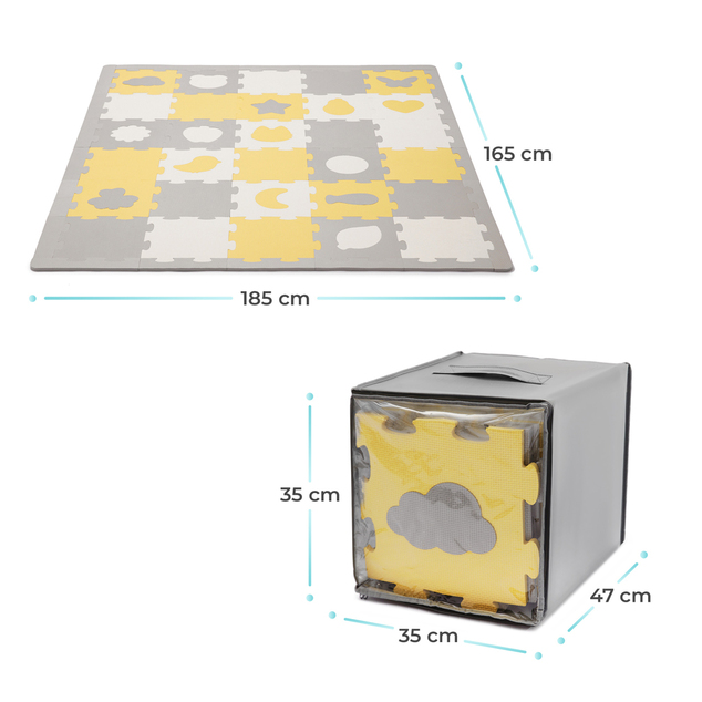 KINDERKRAFT SELECT Podložka penová puzzle Luno Shapes 185 x 165 cm Yellow, 30ks, Premium