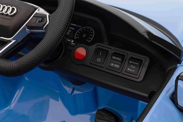 Elektrické autíčko Audi RS E-tron GT 12V, modré, široké jednomiestne sedadlo, 2,4 GHz diaľ