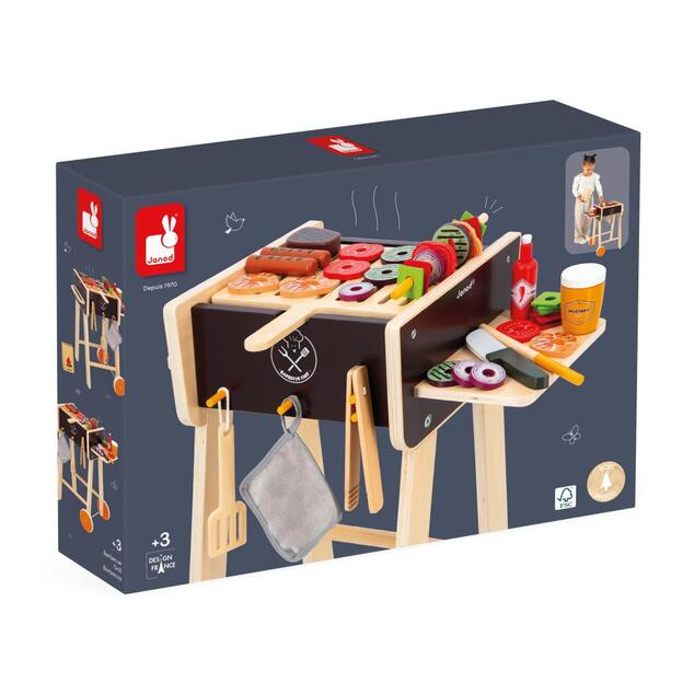 Janod Varíme a pečieme Drevený Barbecue Gril s príslušenstvom