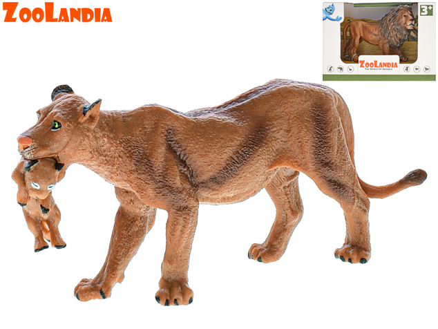 Zoolandia Löwe/Löwe mit Jungtier 13 cm im Karton