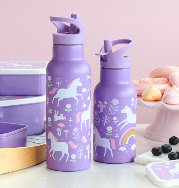A Little Lovely Company - Edelstahl-Trinkflasche, 500 ml - Einhörner und Regenbogen