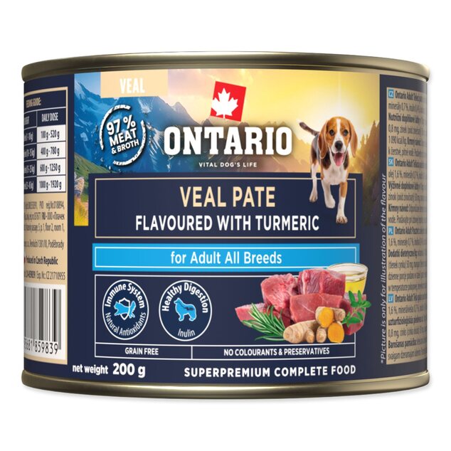 Konzerva Ontario Adult teľacie paté s príchuťou kurkumy 200g