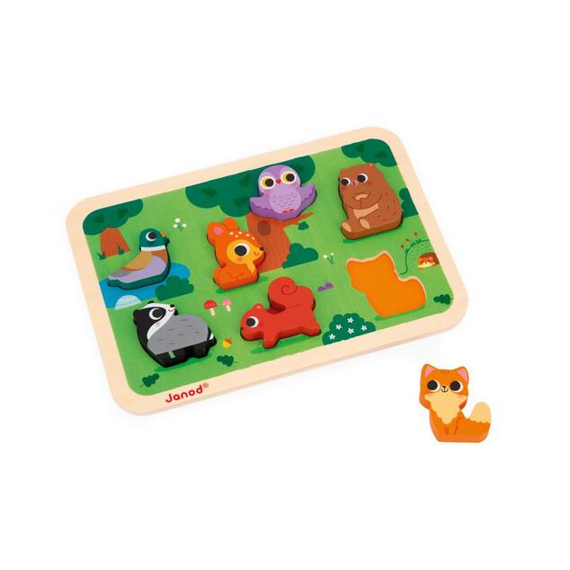 Janod Holzpuzzle für die Kleinsten Waldtiere Chunky