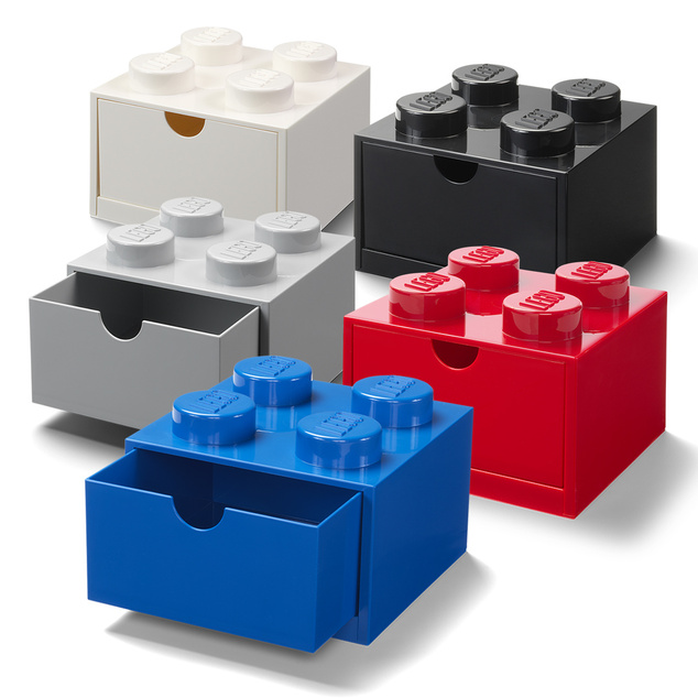 LEGO® stolný box 4 so zásuvkou biela 158 x 158 x 113 mm