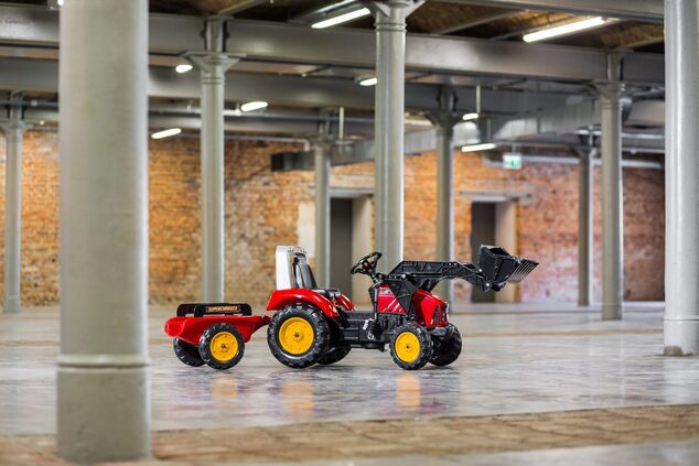 Falk Šliapací traktor 2020M Supercharger s nakladačom a vlečkou - červený