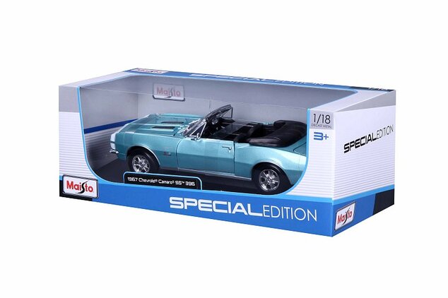 Maisto - 1967 CHEVROLET CAMARO SS 396 CONVERTIBLE, metal tyrkysový, 1:18