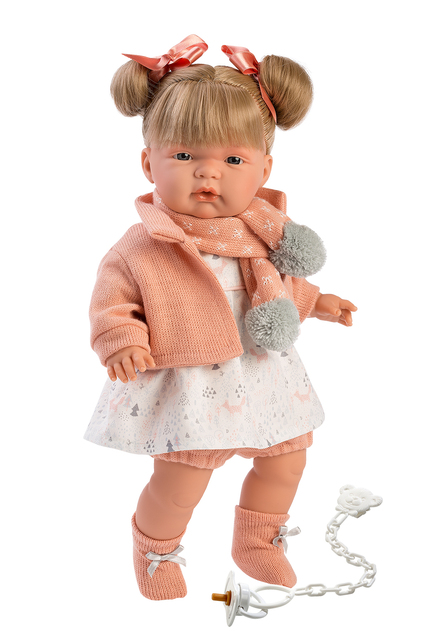 Llorens 383J JOELLE - realistická bábika so zvukmi a mäkkým látkovým telom - 38 cm