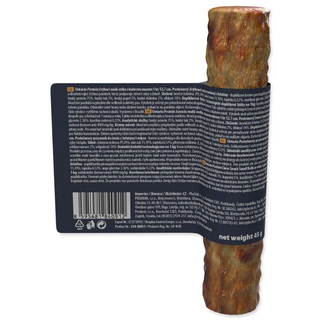 Pochúťka Ontario Protein kura, žuvacia rolka malá 12,7cm, Medium