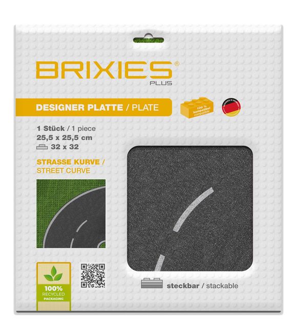 BRIXIES Plus 225.006 Design-Bauplatte - Kurve 25,5 x 25,5 cm