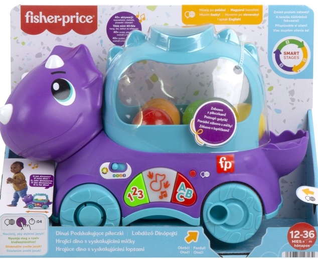 Fisher Price Hrajúce dino s vyskakujúcimi loptami CZ/SK/ENG/HU/PL