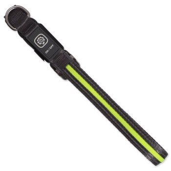 Colier Dog Fantasy USB LED din nylon luminos S-M verde 1,9x35-50cm