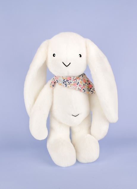 Doudou Plyšový králik XXL so šatkou biely 50 cm