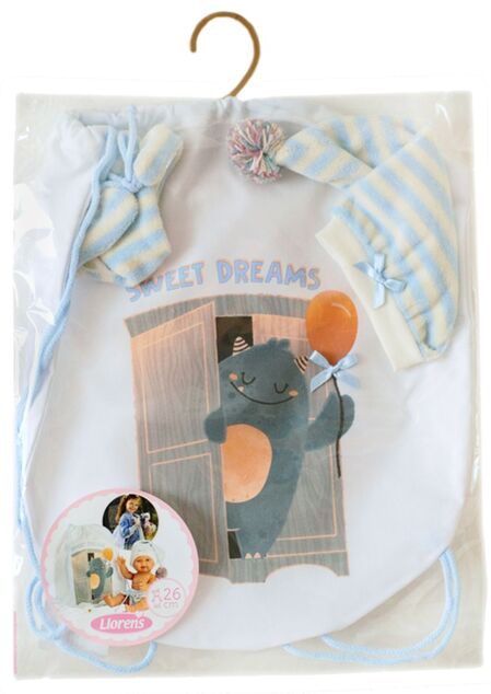 Llorens M26-313 oblečok pre bábiku bábätko NEW BORN veľkosti 26 cm s doplnkami