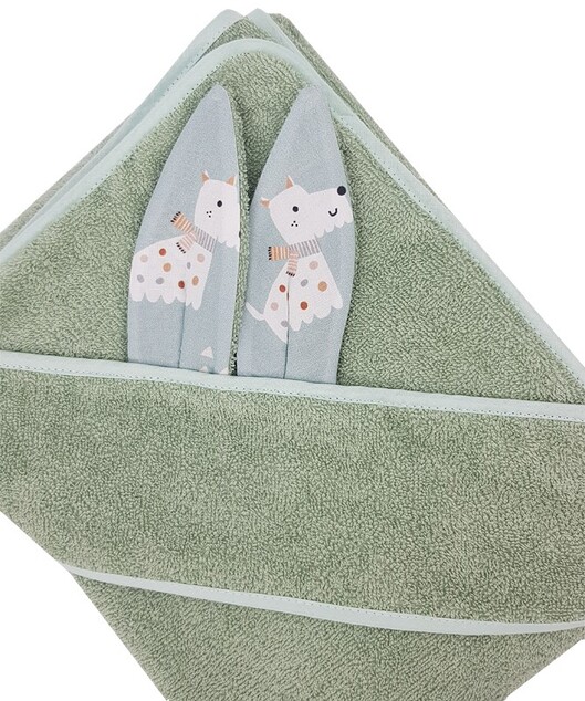 EKO Serviette de bain avec oreilles en coton Dogs Mint 100x100 cm
