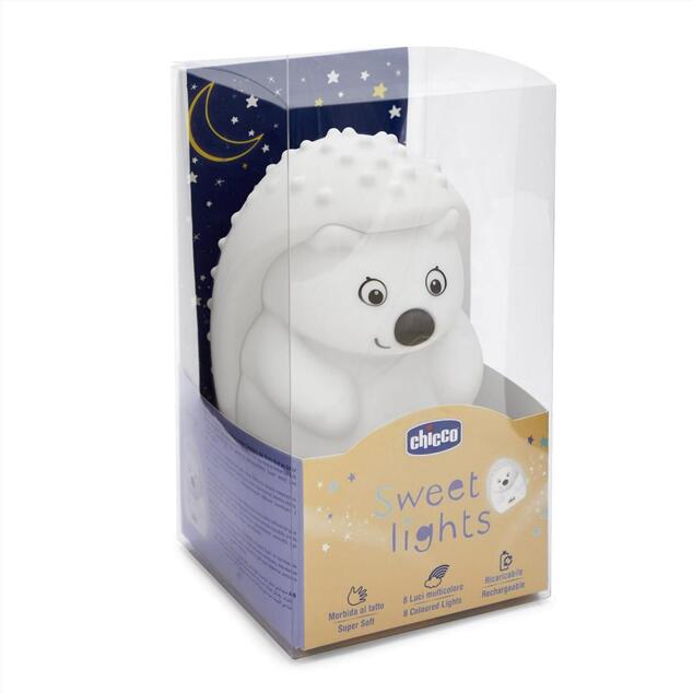 CHICCO Lámpara luz nocturna recargable, portátil - Erizo