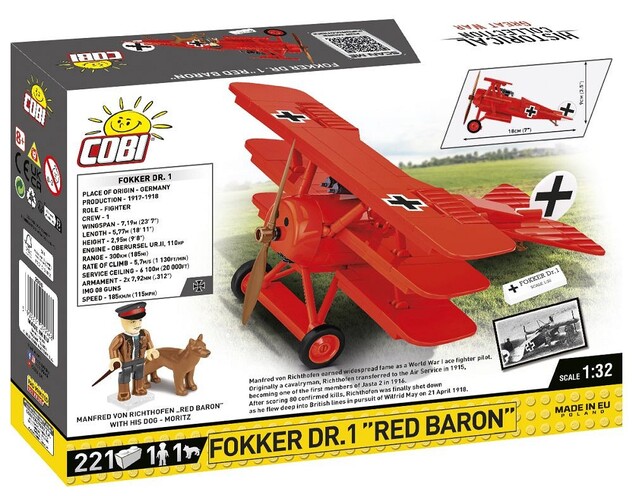 Cobi Great War Fokker Dr. I Red Baron, 1:32, 206 k, 1 f