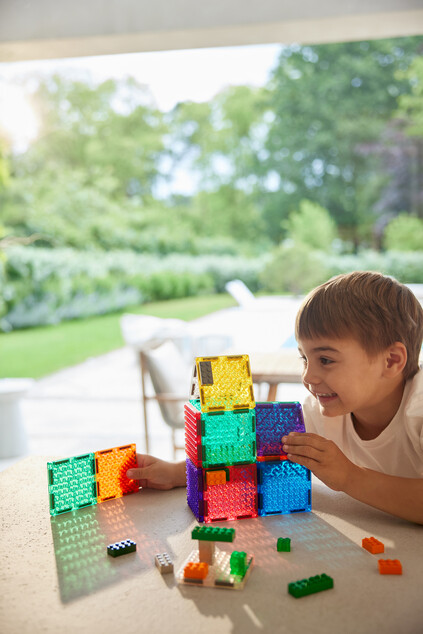Cleverclixx Mágneses építőkészlet Brick Tiles Pack Intense – 16 db