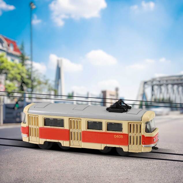 Kovová retro električka mini 8,5 cm