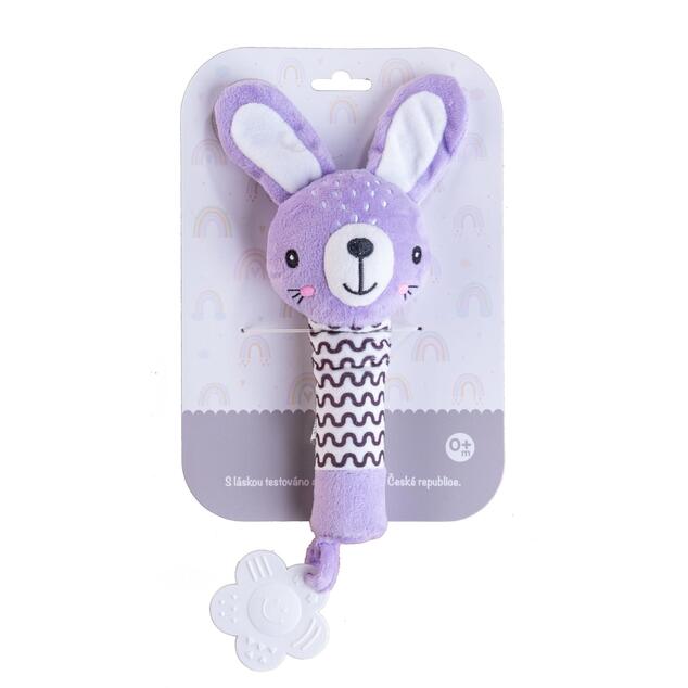 Zajačik babyted pískatko / hryzátko plyš 25cm fialový