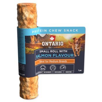 Ontario Protein csemege lazac ízű, kis rágótekercs 1db 12,7cm