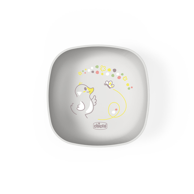 CHICCO Set za jelo - zdjela i tanjur siva 12m+