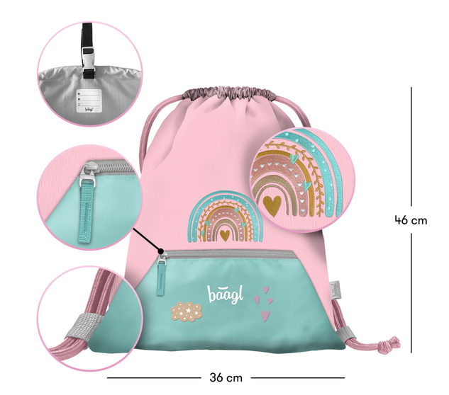 BAAGL Tasche mit Reißverschlussfach Regenbogen Pink