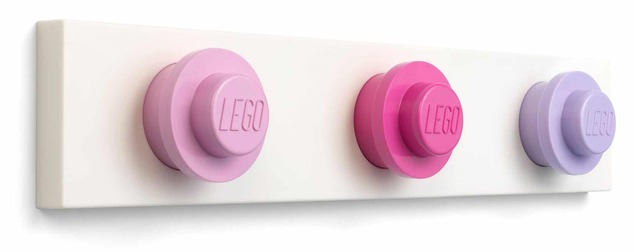 LEGO® nástenný vešiak - svetlo ružová, tmavo ružová, fialová