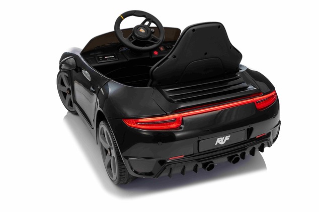 Elektrické autíčko RUF GT 12V, čierne, Otváracie dvere, 2.4 GHz diaľkové ovládanie, LED sv