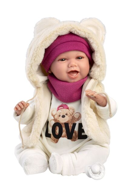 Llorens 74142 NEW BORN - muñeca bebé realista con sonidos y cuerpo de tela suave