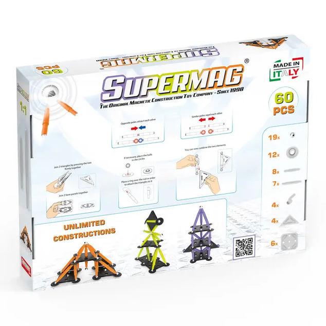 SUPERMAG magnetická stavebnica Technicolor 60ks